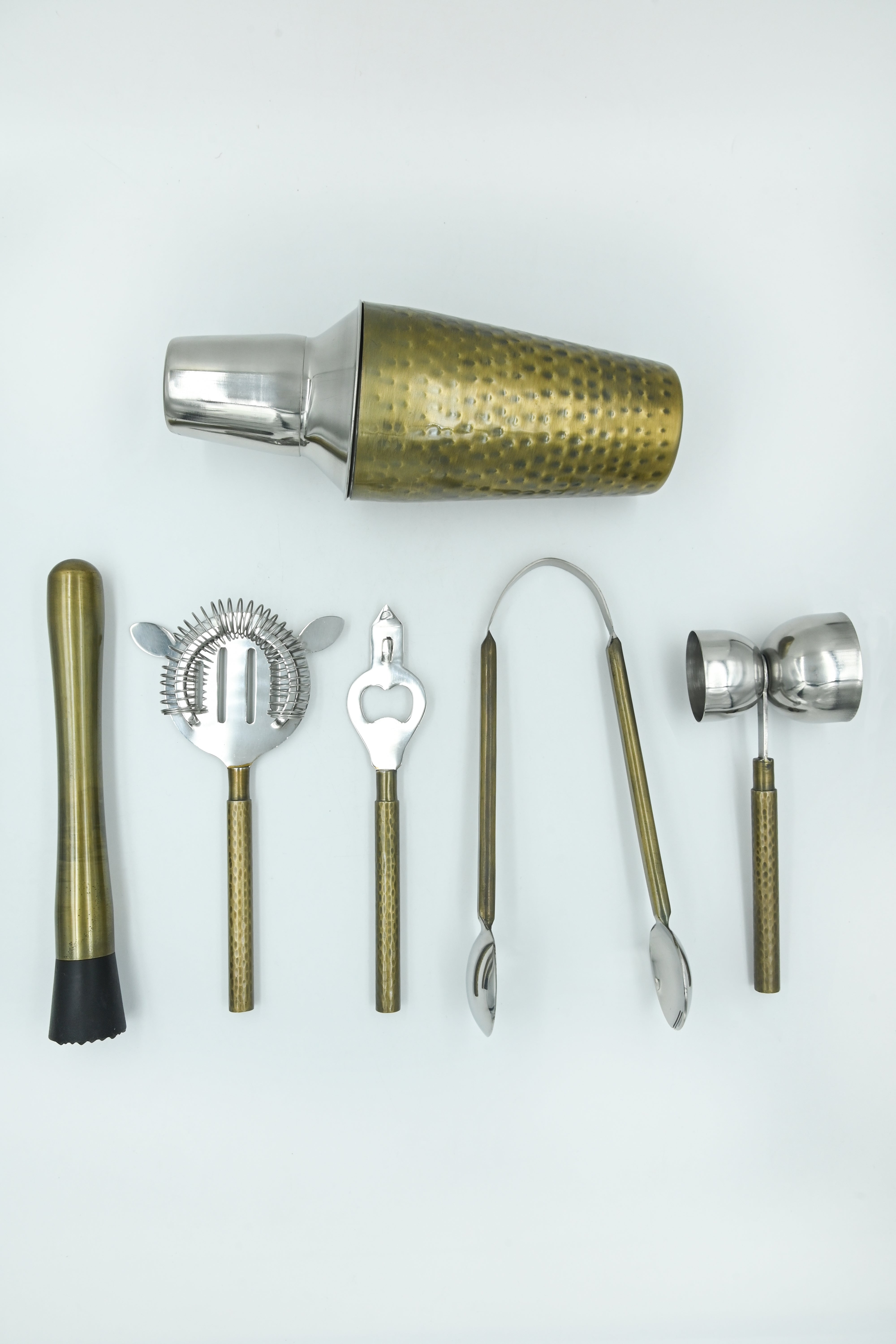 Copper Antique Brass Bar Set