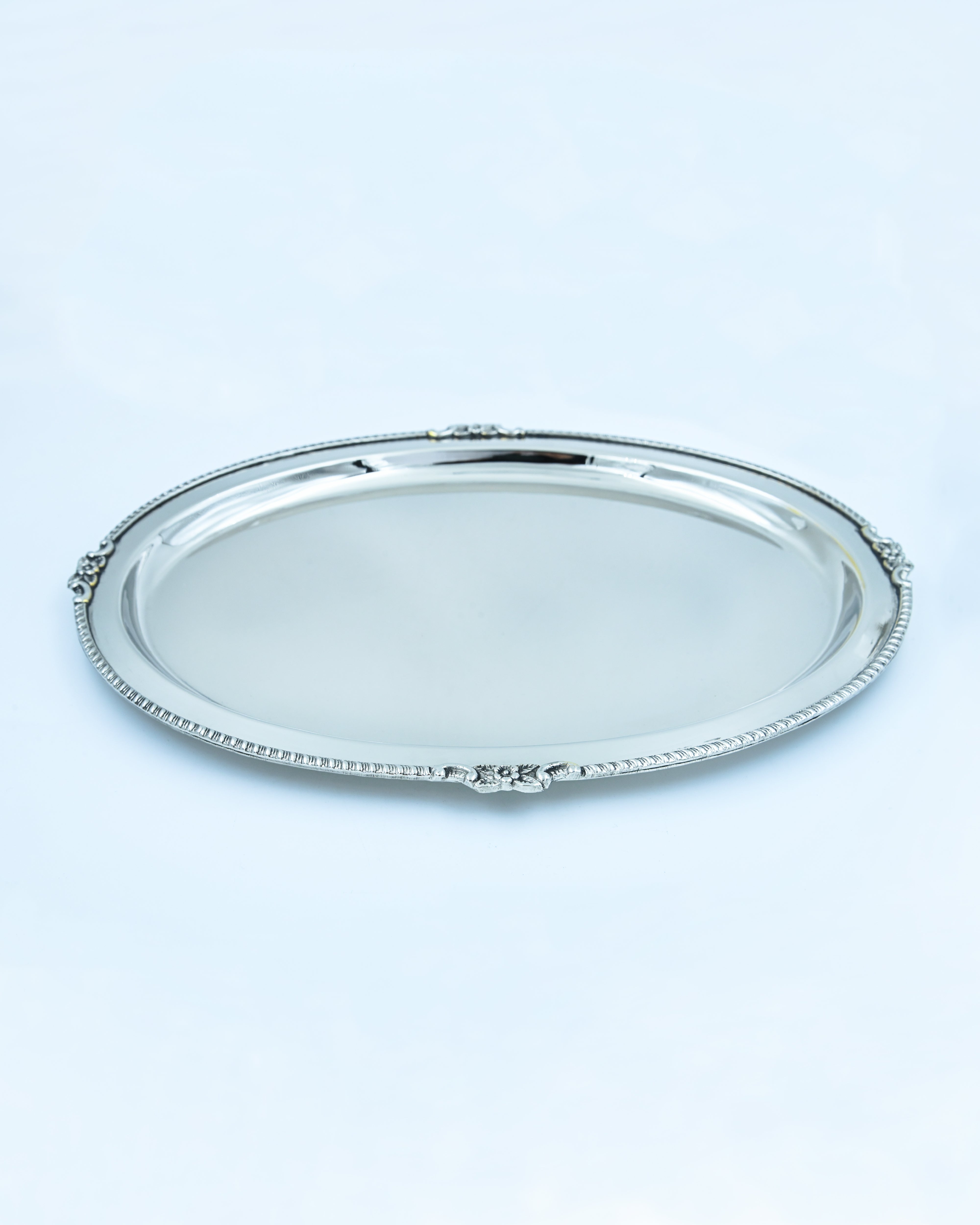 Medium Nickel Plated Rosa Brass Tray