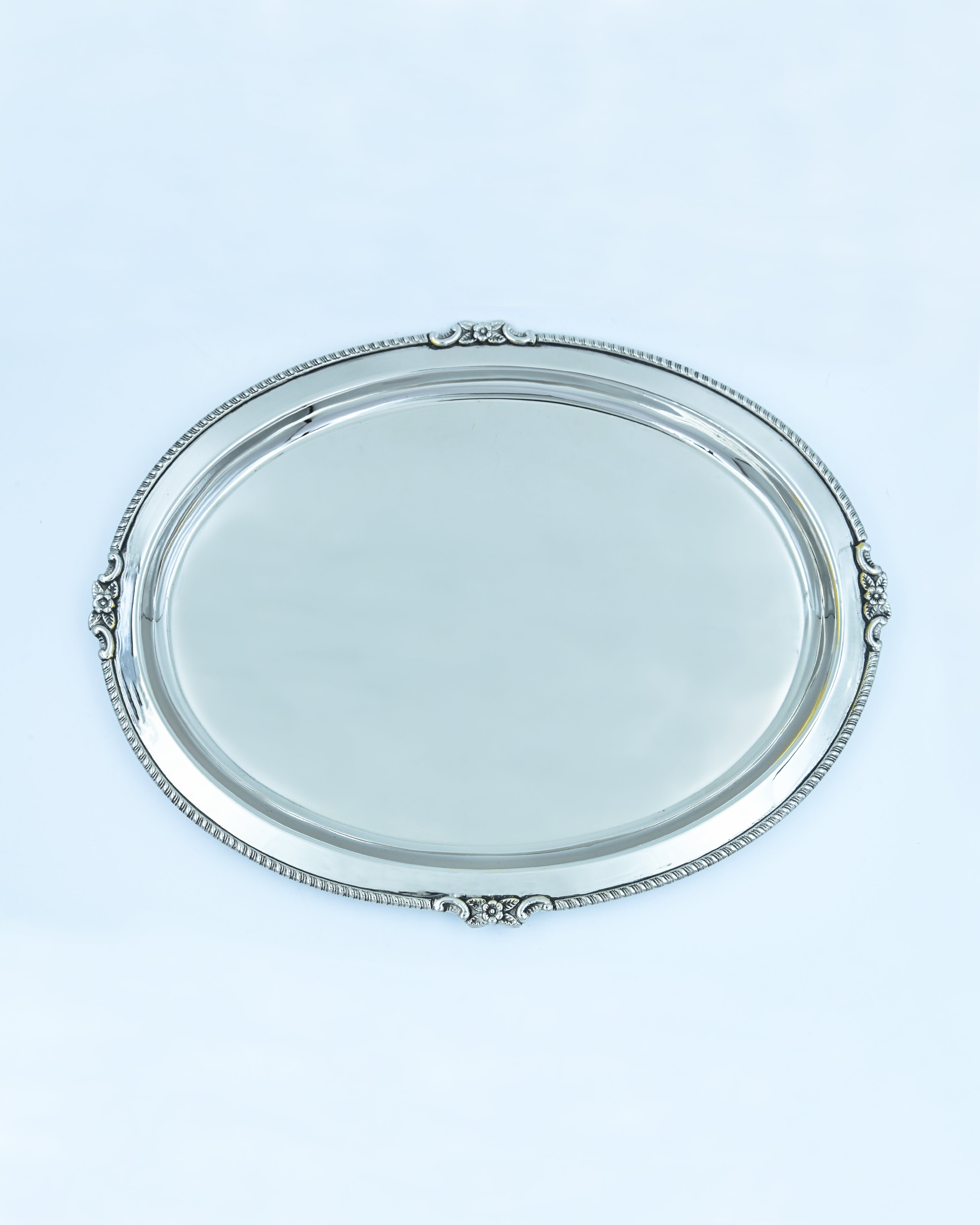 Medium Nickel Plated Rosa Brass Tray