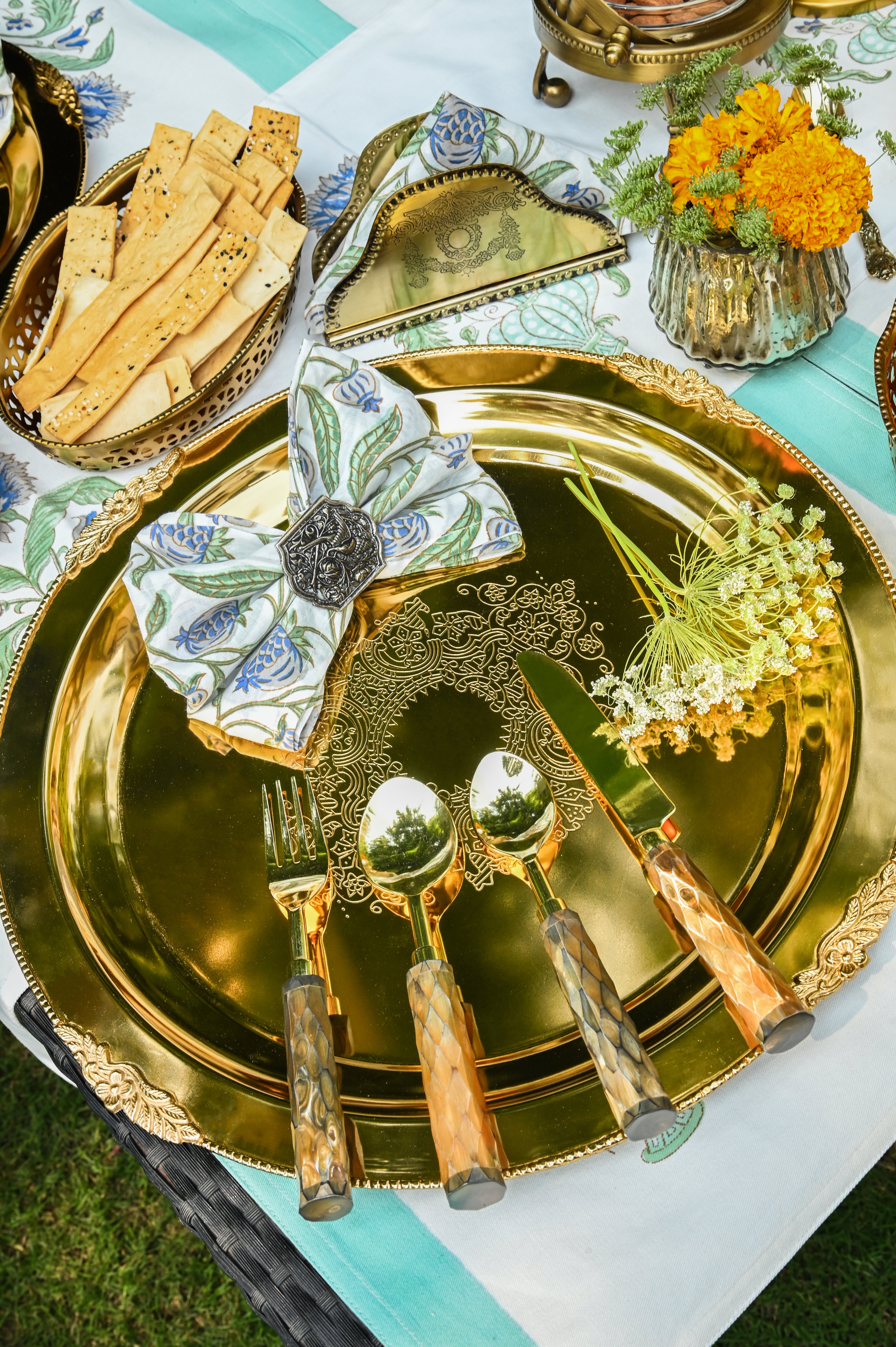Chand Large Golden Charging Plate