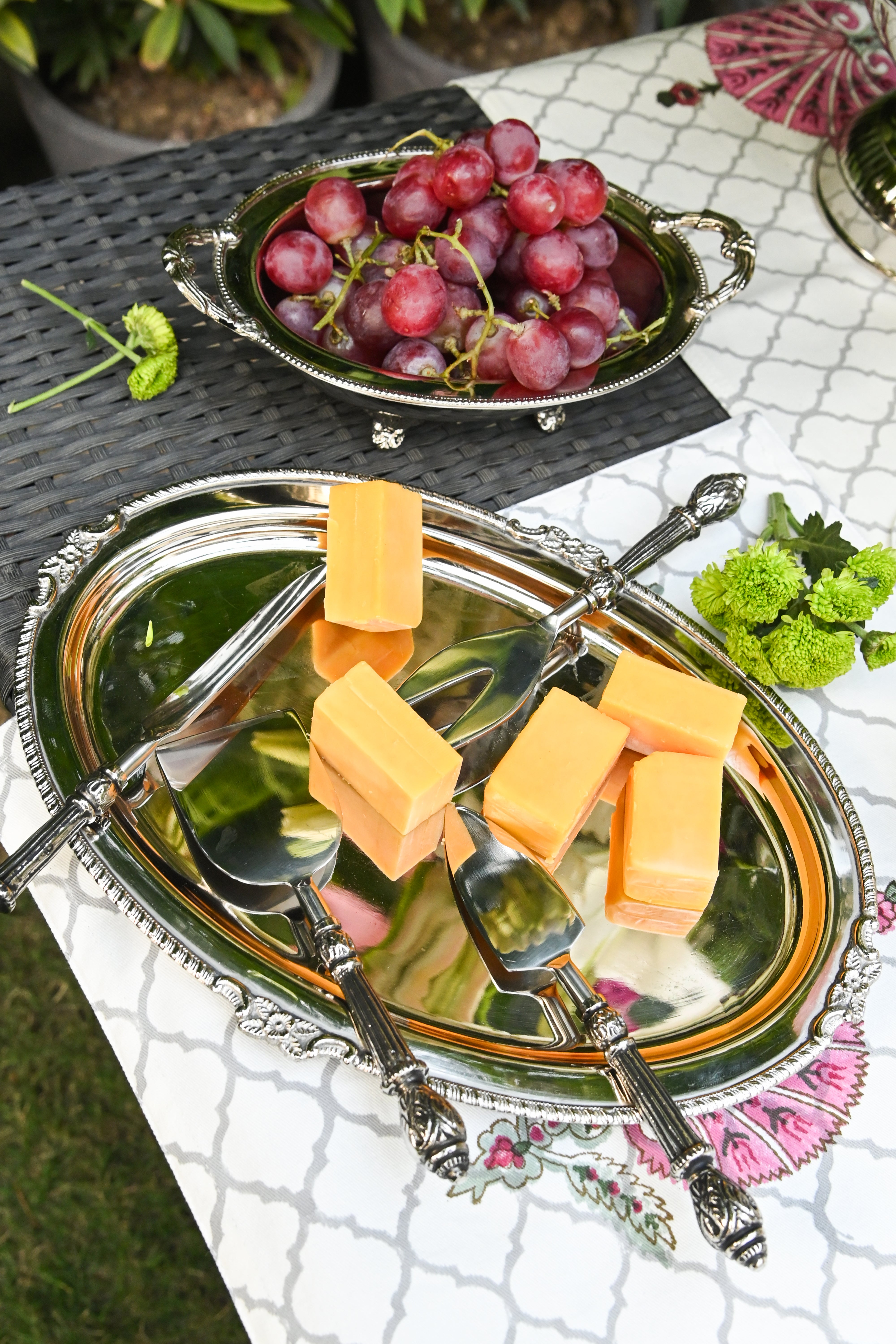 Medium Nickel Plated Rosa Brass Tray