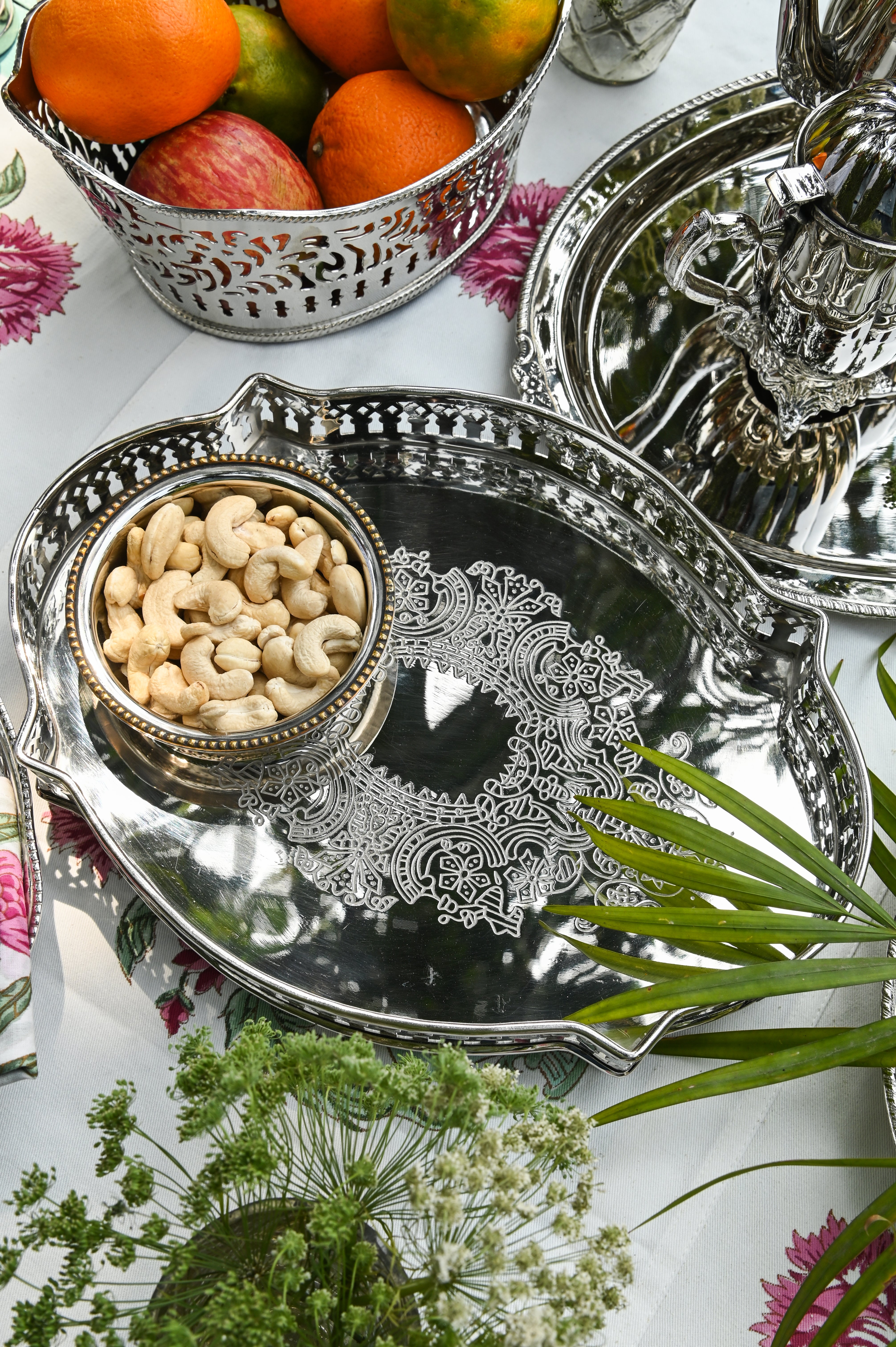 Zeenat Large Nickel Oval Tray