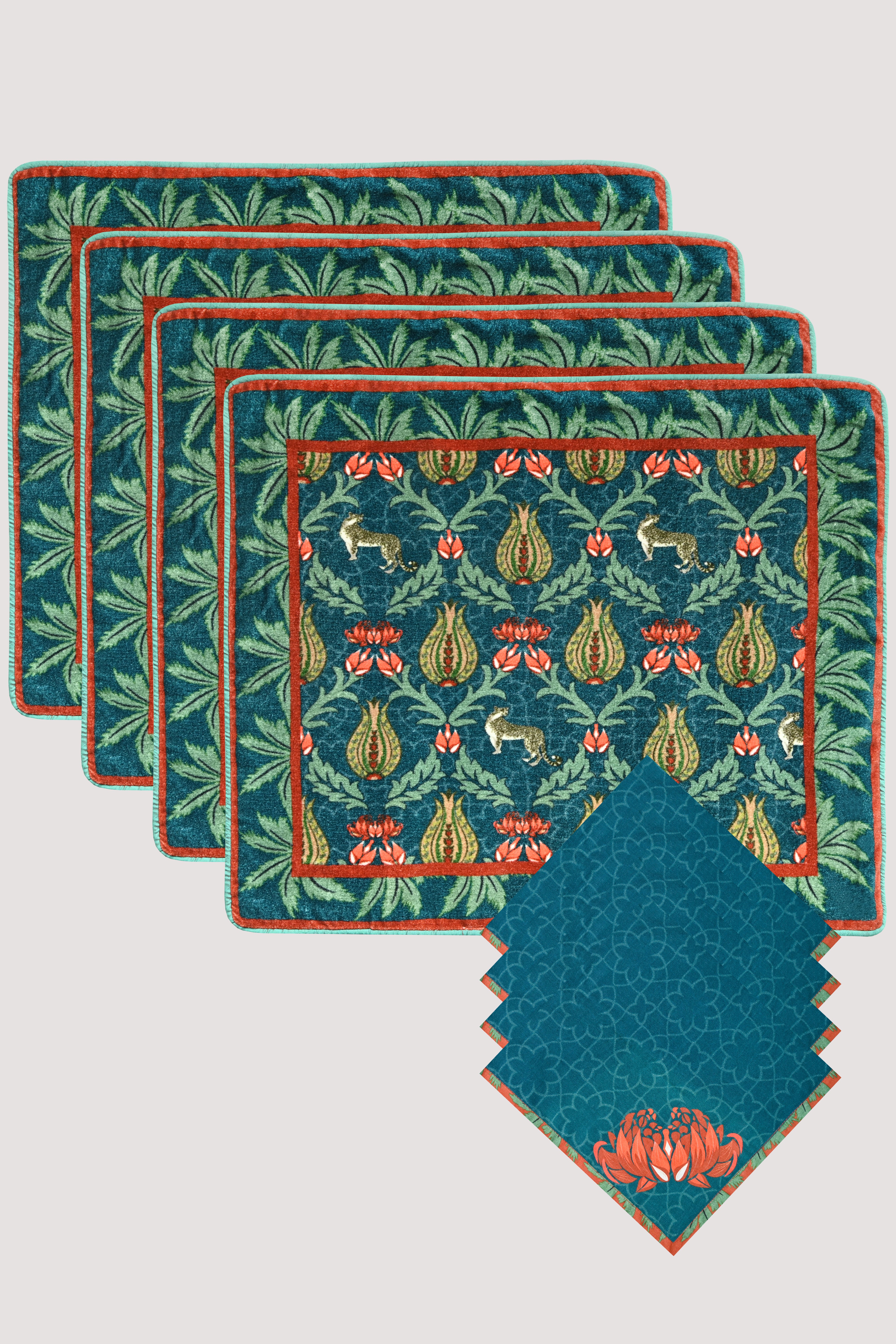 Leopard Velvet Mat Set