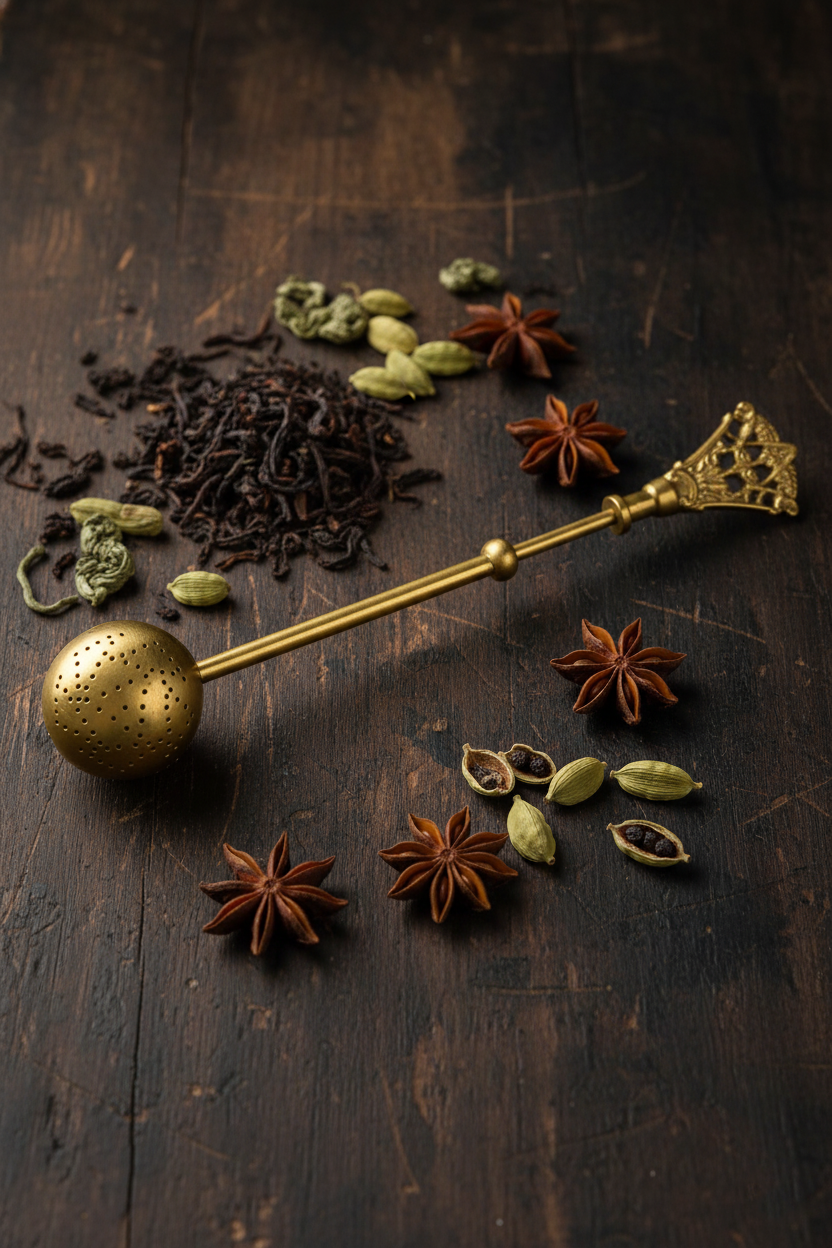 Rosa Dull Gold Tea Strainer