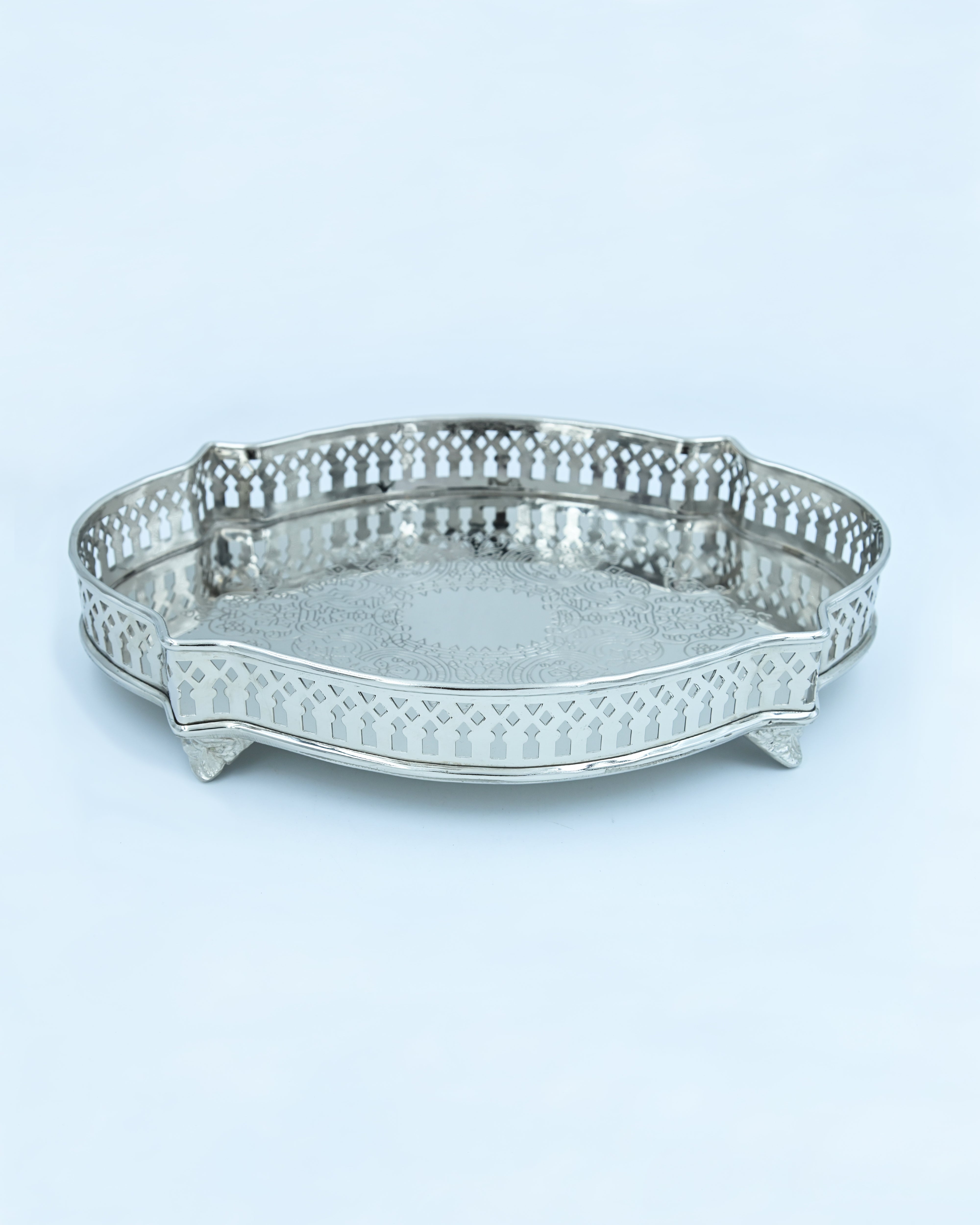 Zeenat Large Nickel Oval Tray