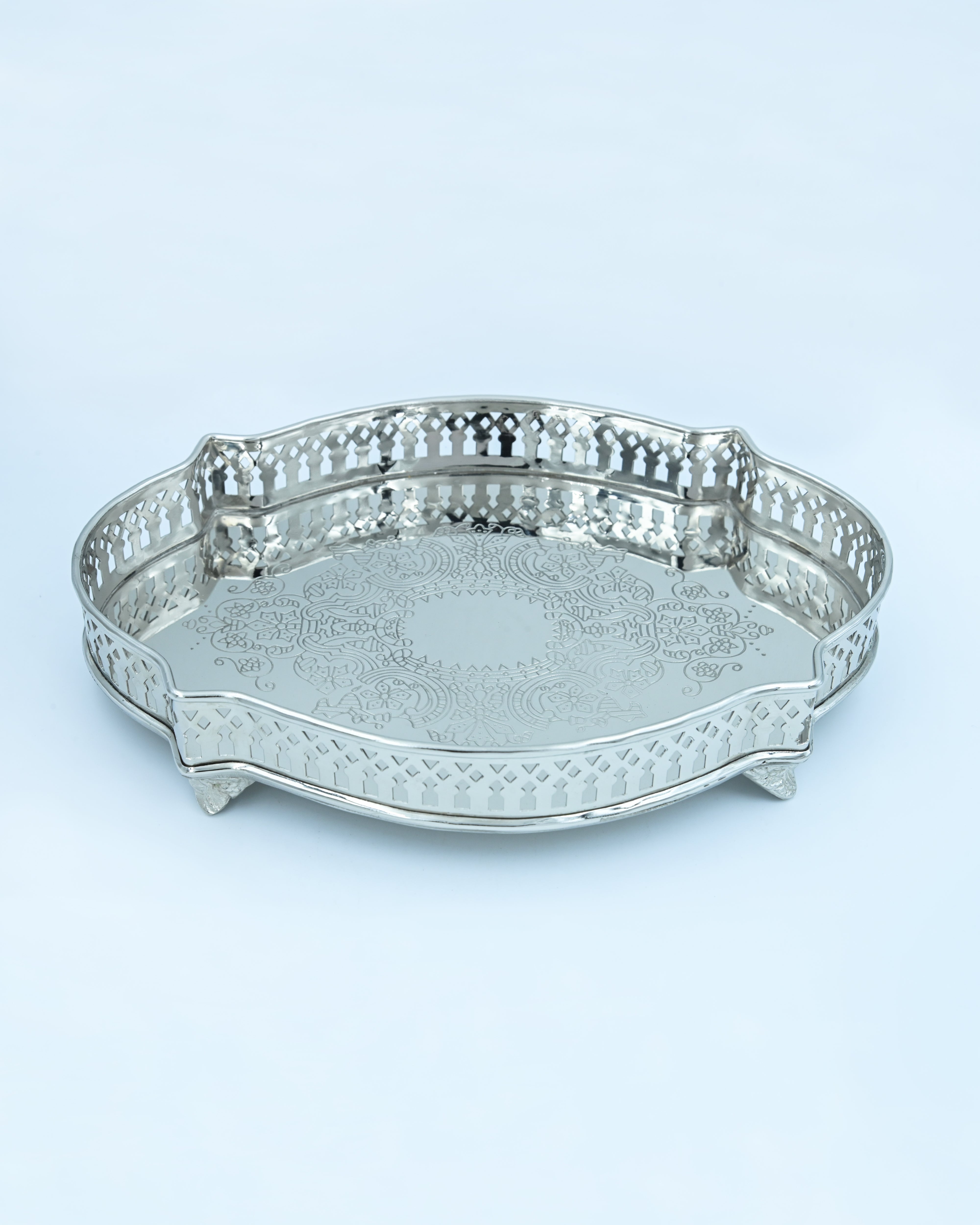 Zeenat Large Nickel Oval Tray