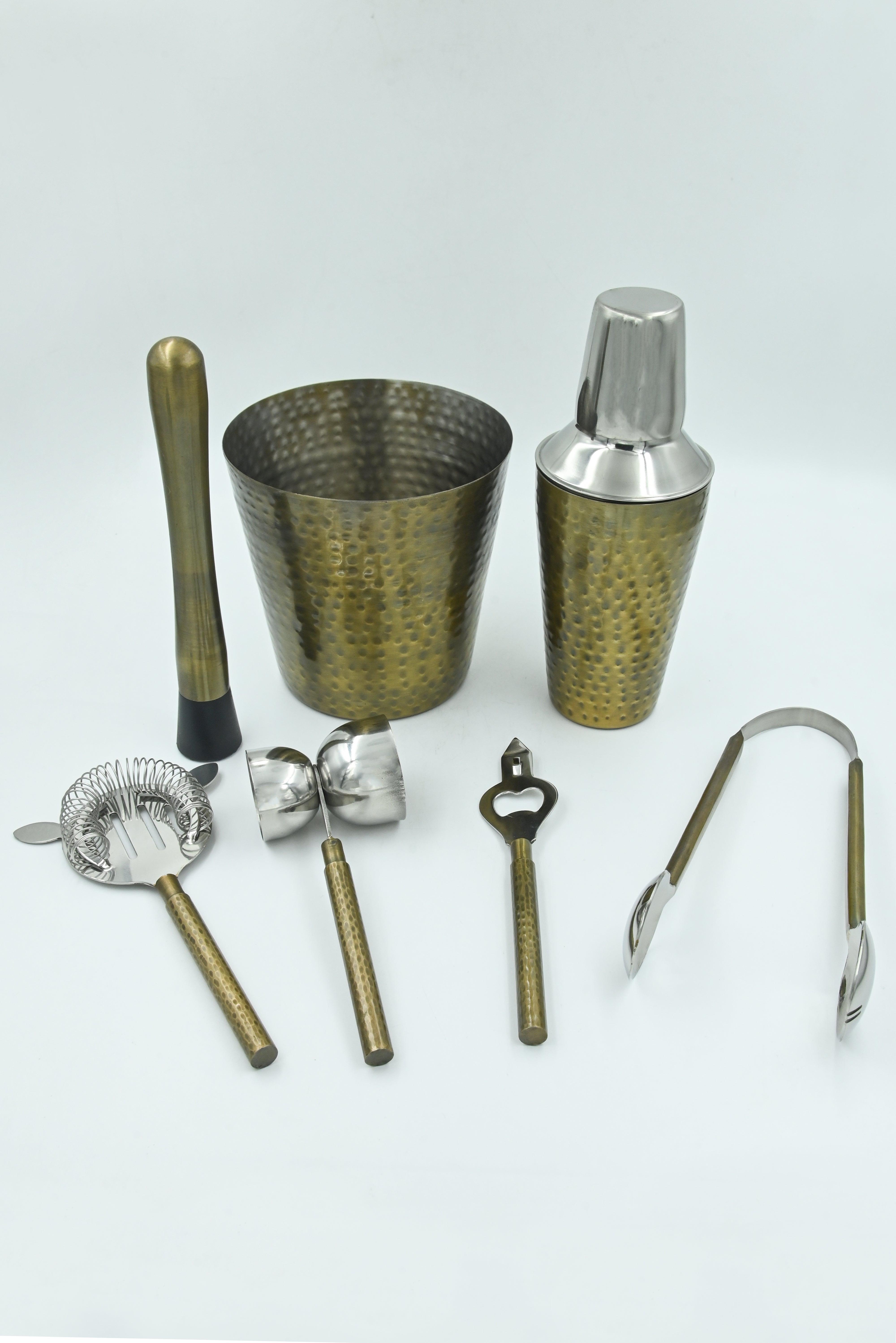 Copper Antique Brass Bar Set