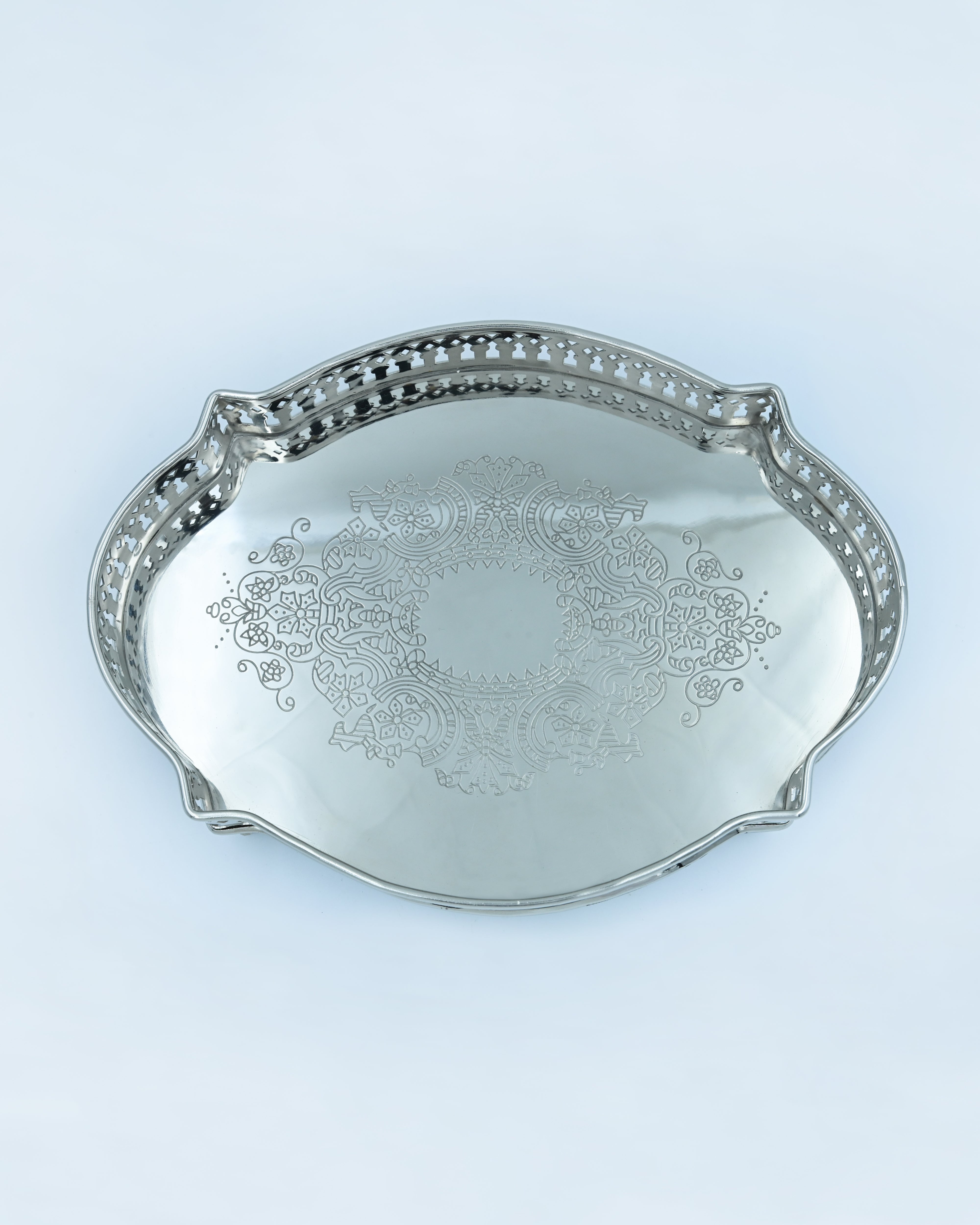 Zeenat Large Nickel Oval Tray
