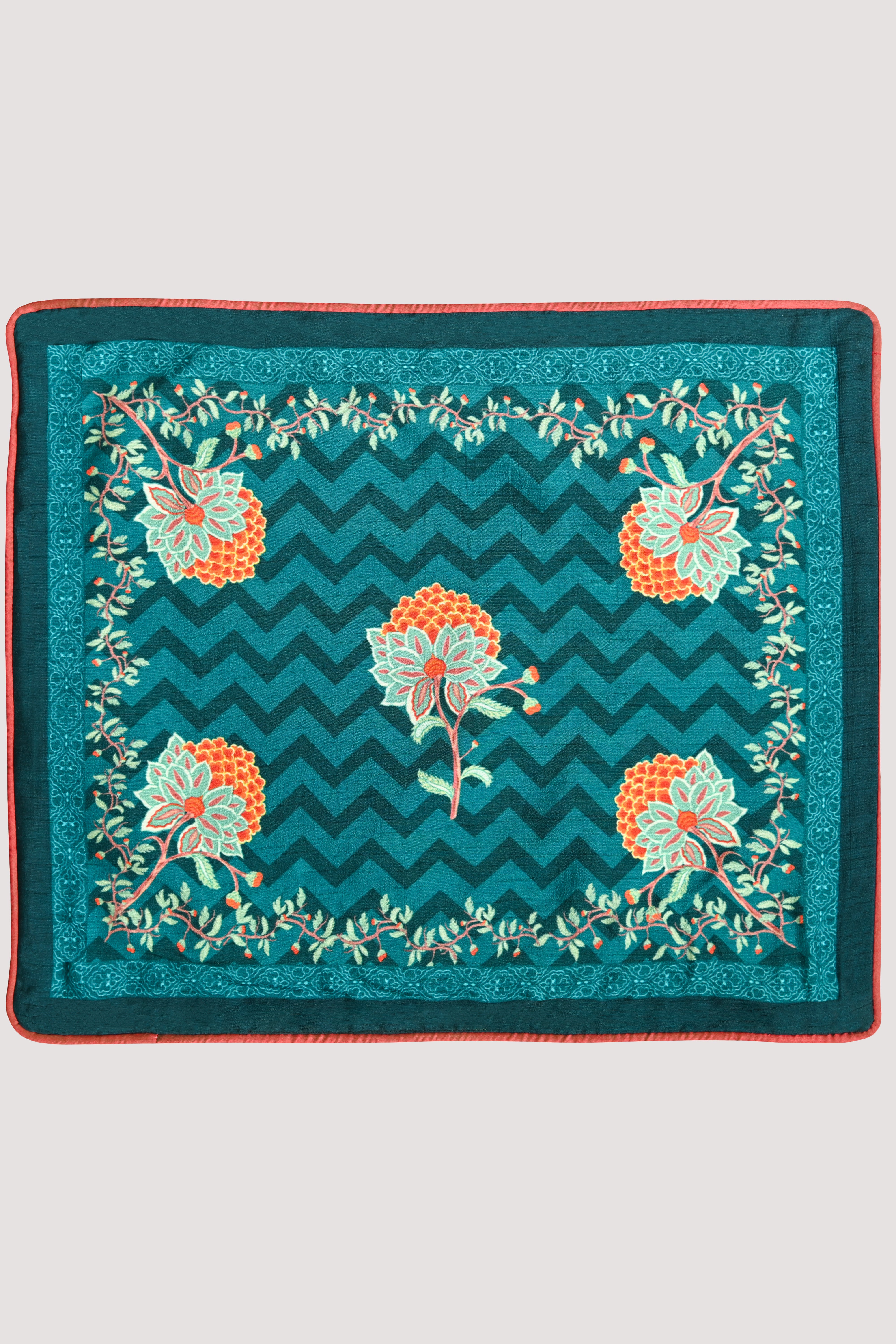 Orange Bloom Green Mat Set