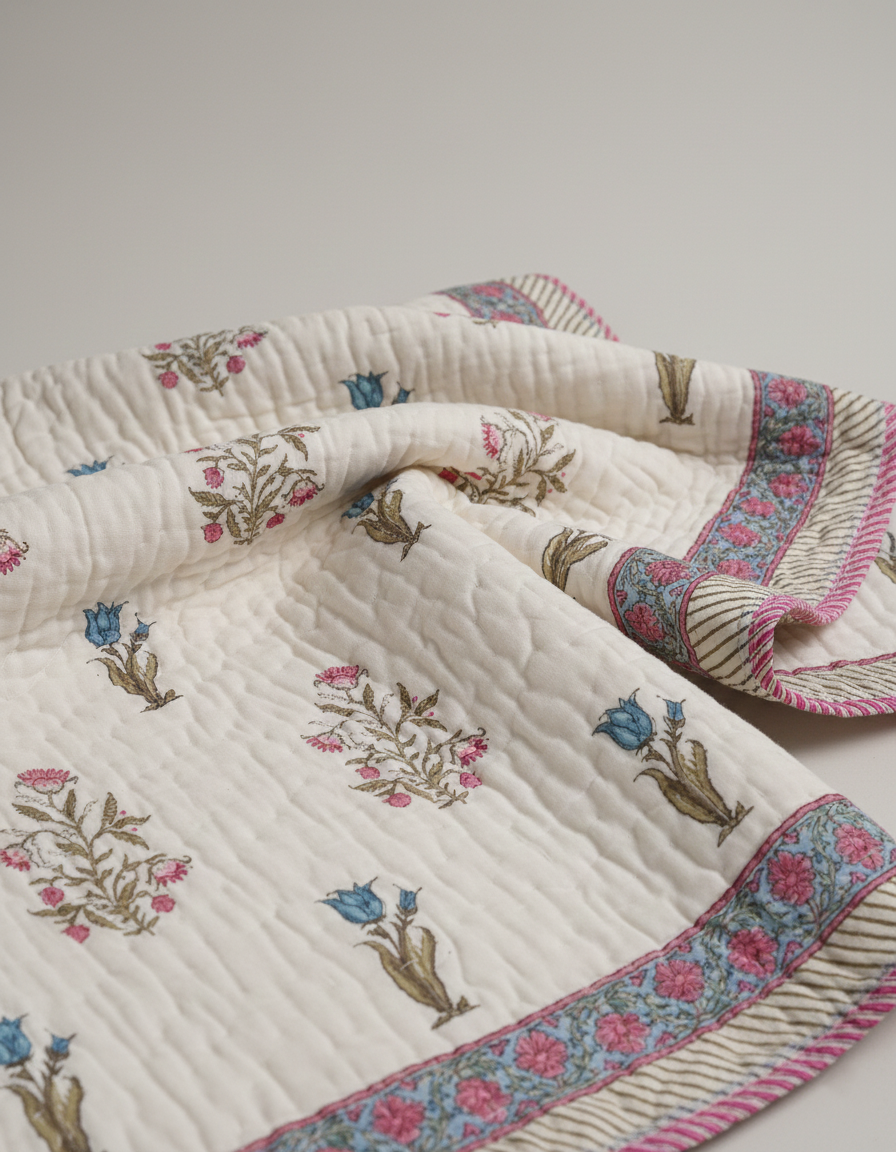 Neel Gulaab Phool Double Quilt