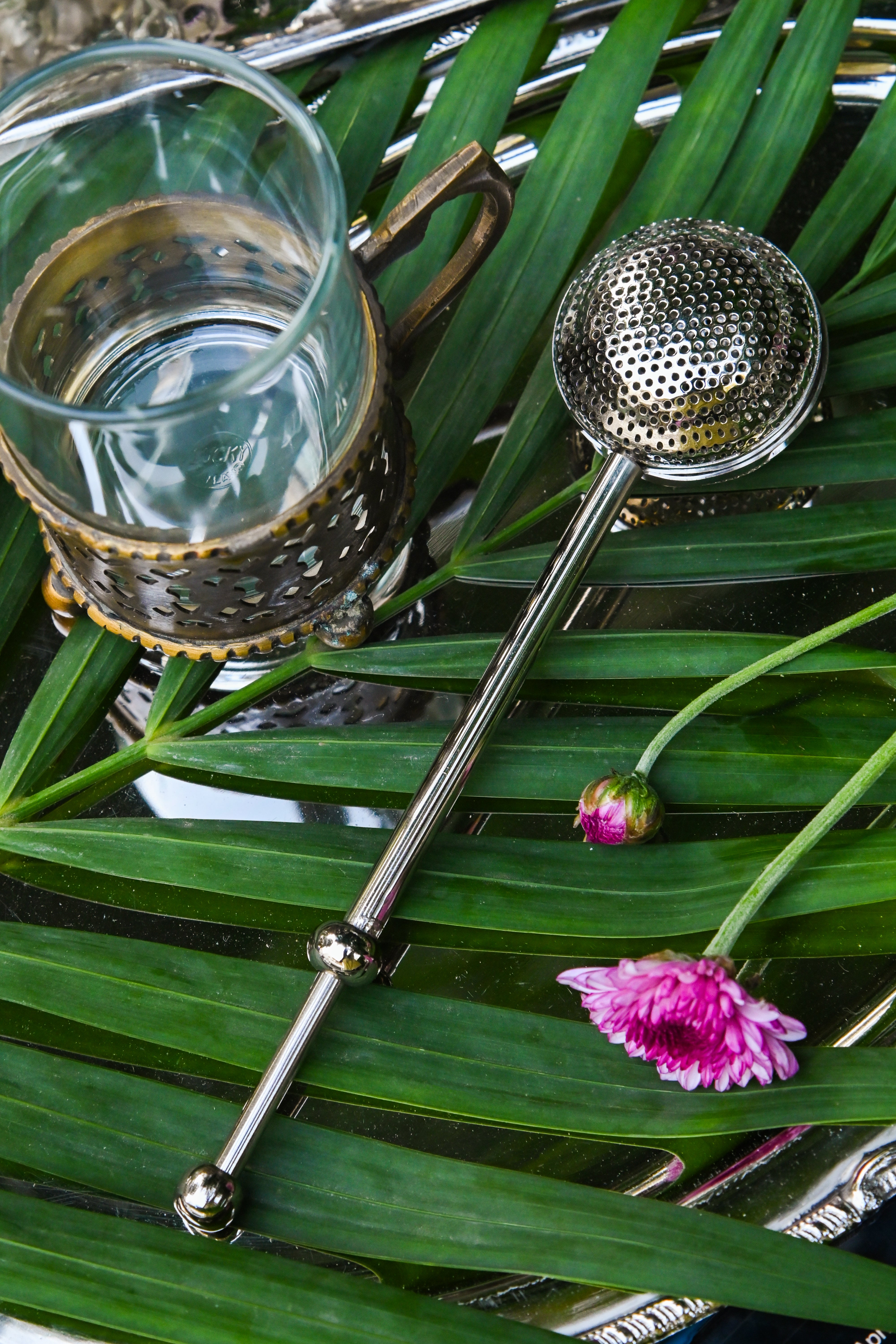 Tulip Silver Tea Strainer