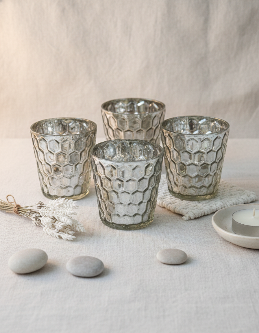 Honey Comb Silver Votive