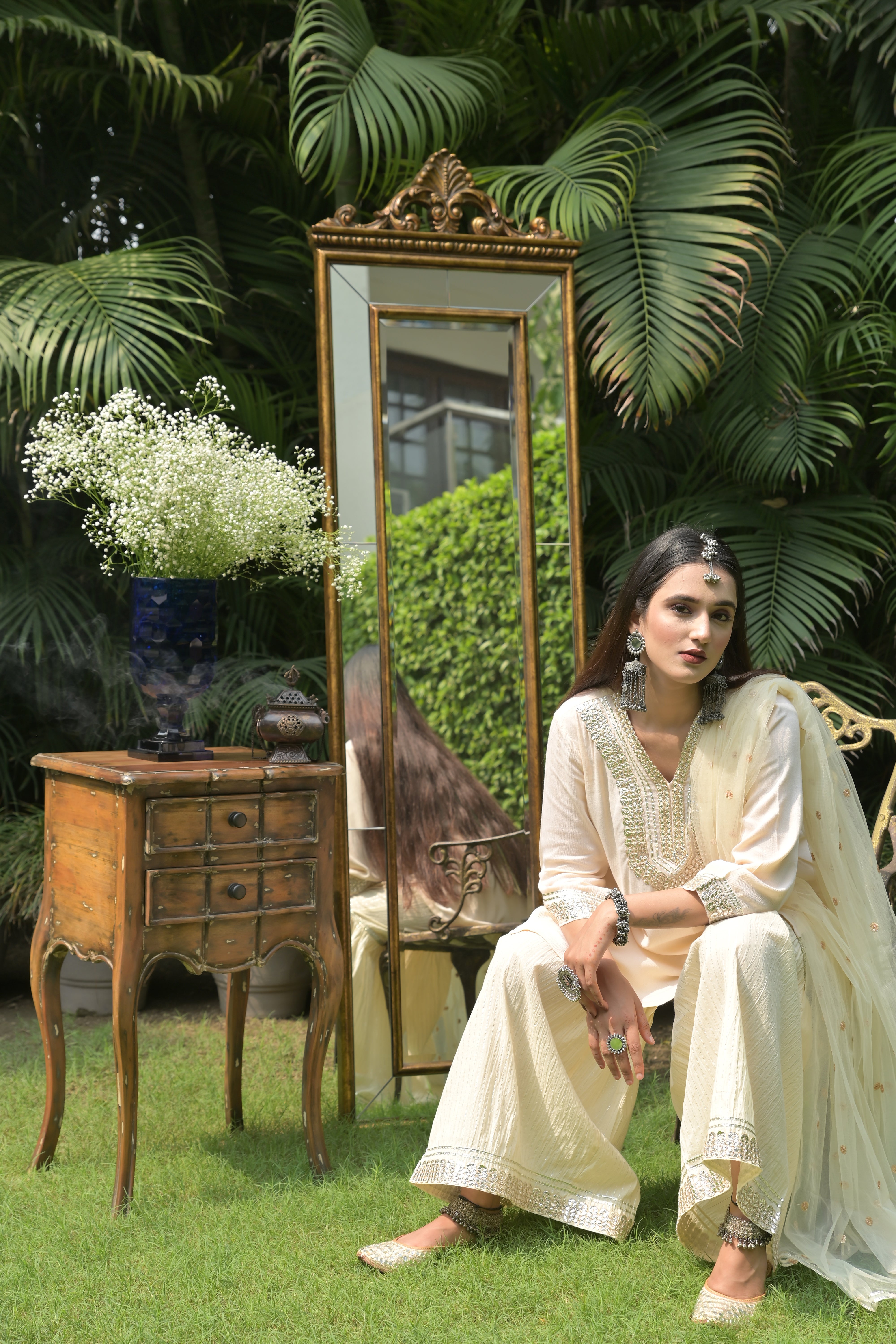Ivory Kurta Set with Sharara Pants
