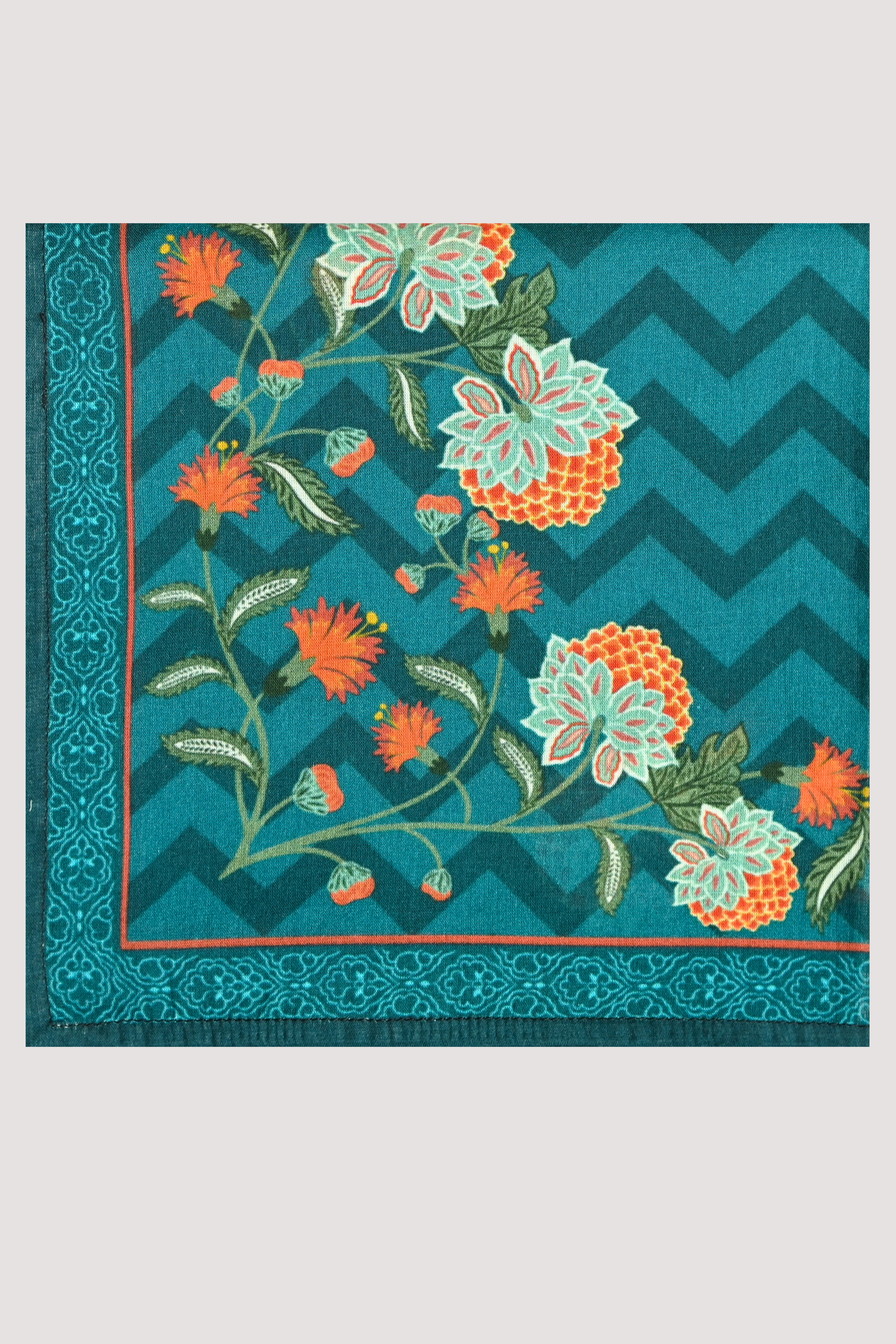 Orange Bloom Green Mat Set