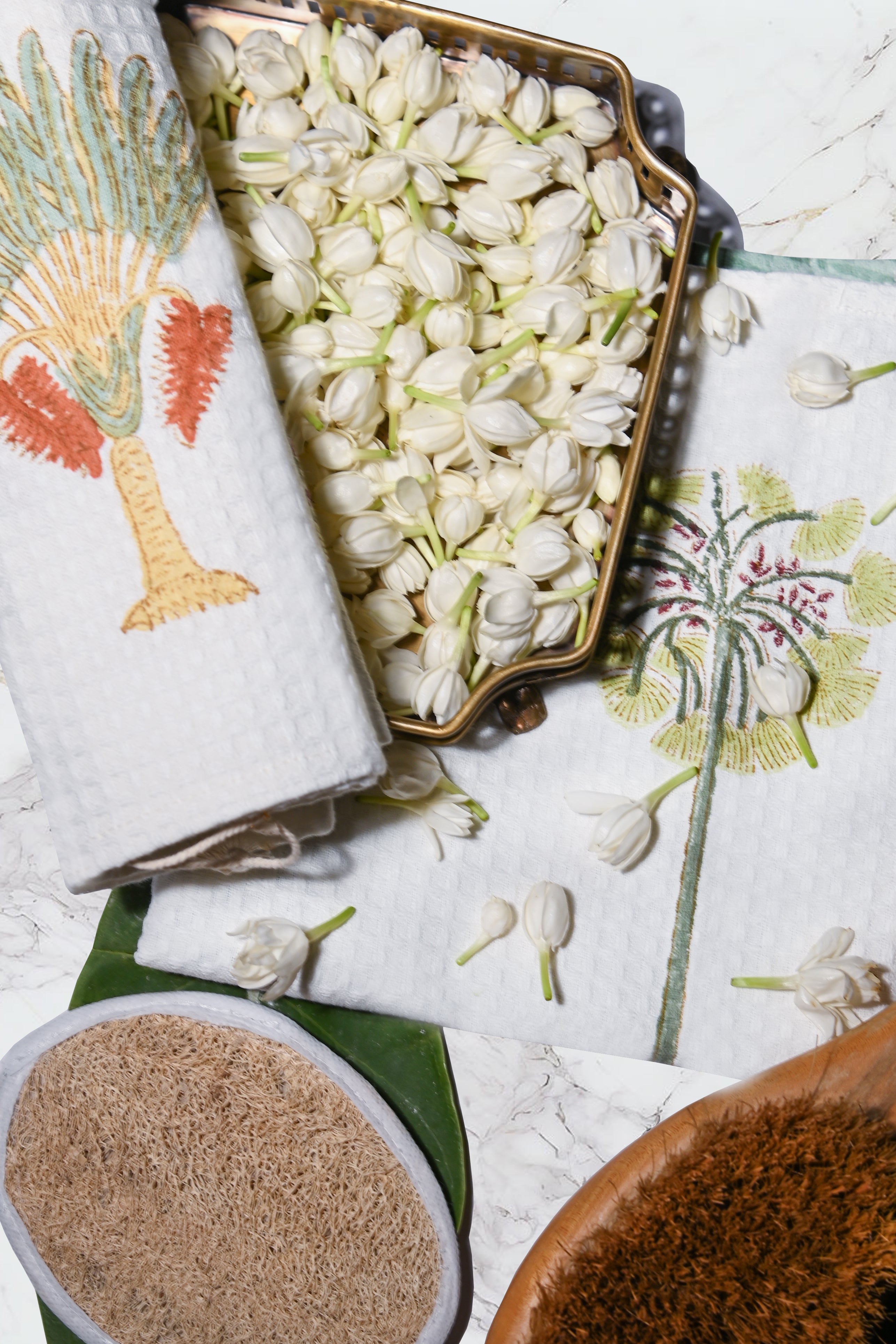 Palm Waffle Hand Towel