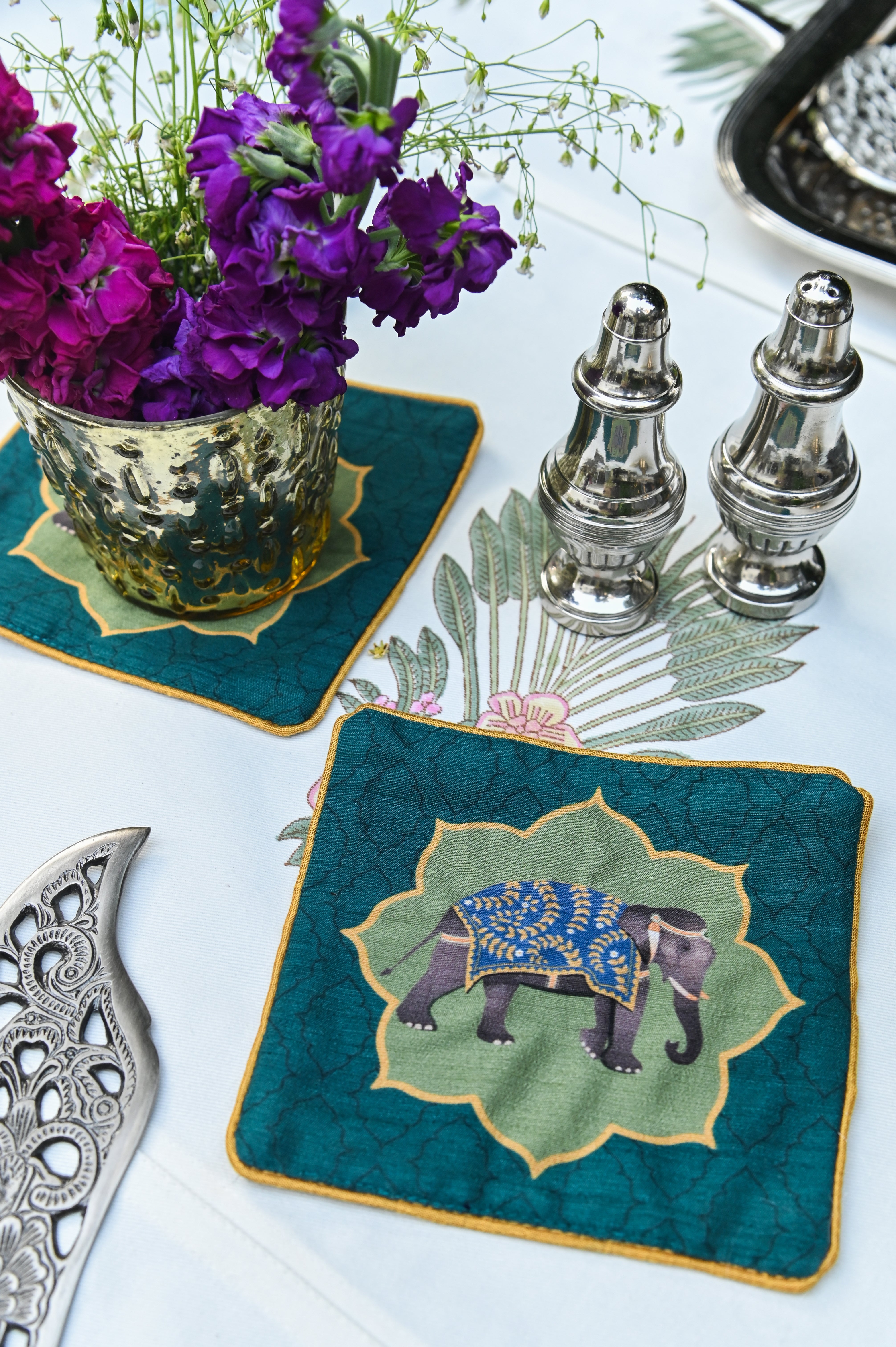 Dark Green Gajbagh Coaster Set