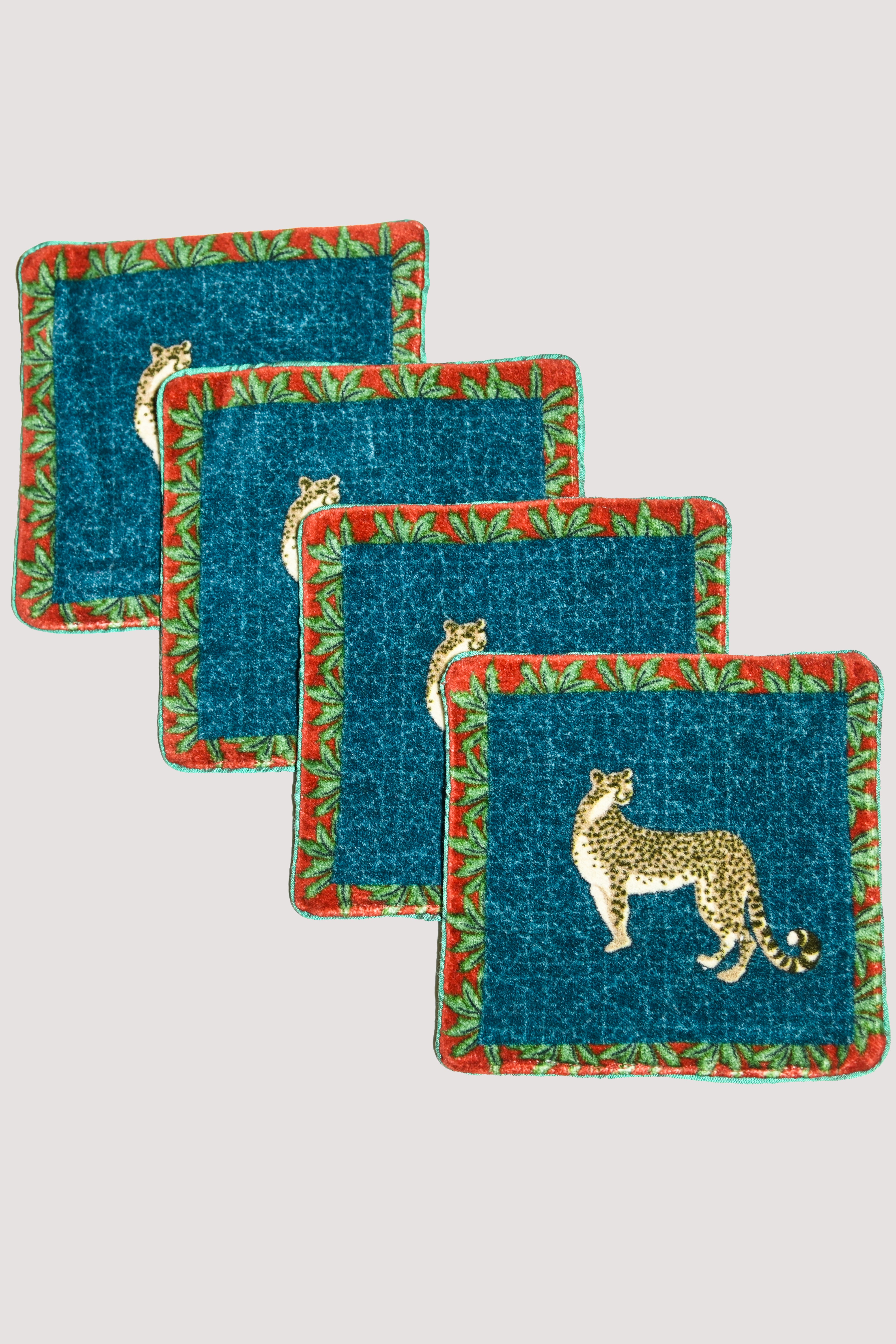 Leopard Velvet Coaster Set