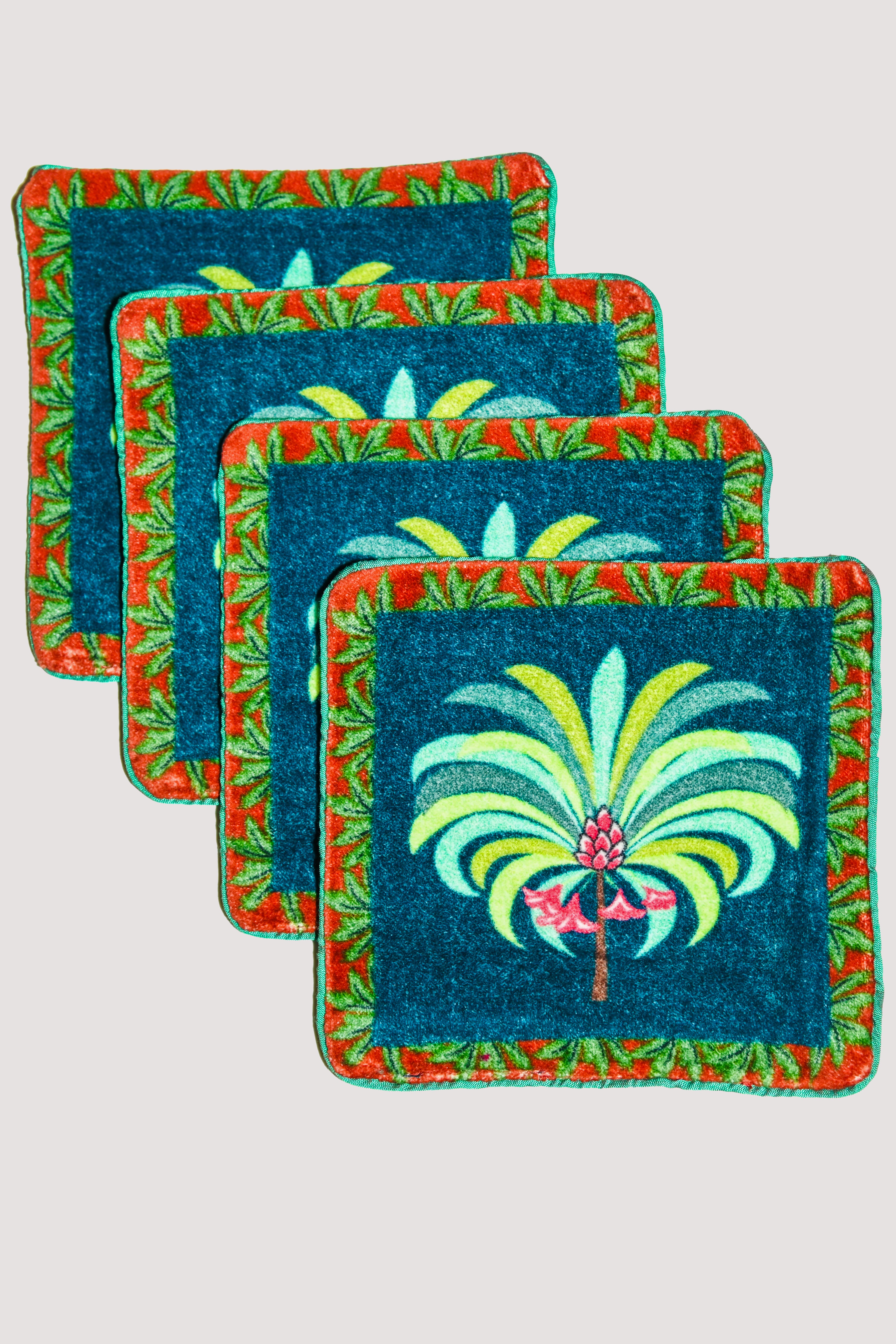 Palm Tree Velvet Coaster Set